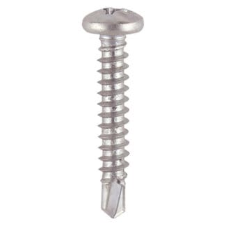 TIMCO Window Fabrication Screws Pan PH Self-Tapping Self-Drilling Point Martensitic Stainless Steel & Silver Organic - 4.2 x 13