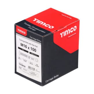 TIMCO Carriage Bolts DIN603 & Hex Full Nuts DIN934 Silver - M16 x 100