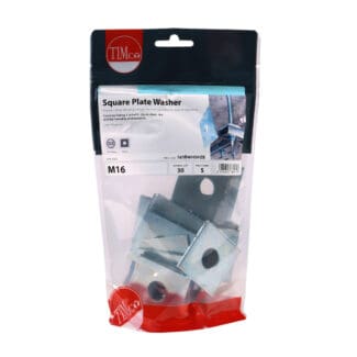 TIMCO Square Plate Washers Silver - M16 x 50 x 50 x 3