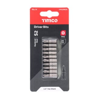 TIMCO Phillips Driver Bit S2 Grey - No.1 x 25
