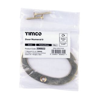 Timco Door Numeral 0 Polished Brass  - 81mm