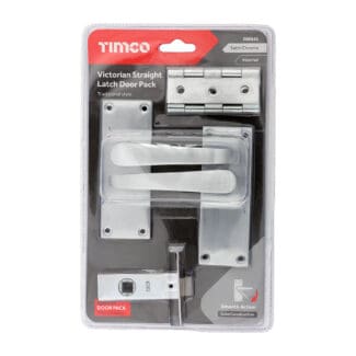 Timco Victorian Straight Latch Door Pack Satin Chrome  - Mixed