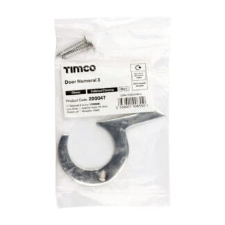 Timco Door Numeral 3 Polished Chrome  - 75mm