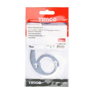 Timco Door Numeral 6 Polished Chrome  - 75mm