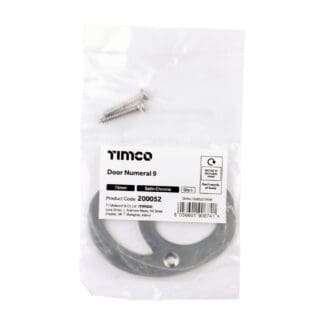 Timco Door Numeral 9 Satin Chrome  - 75mm