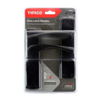 Timco Zeta Latch Handles Matt Black  - 175 x 45
