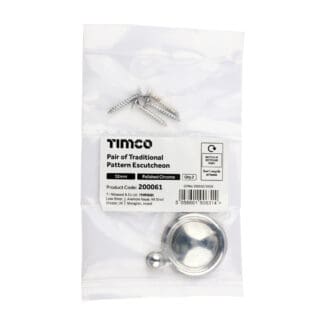 Timco Pair of Traditional Pattern Escutcheon Polished Chrome - 32mm