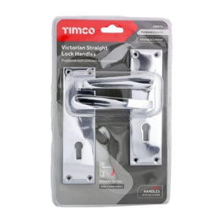 Timco Victorian Straight Lock Handles Polished Chrome  - 152 x 43