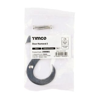 Timco Door Numeral 2 Polished Chrome  - 76mm