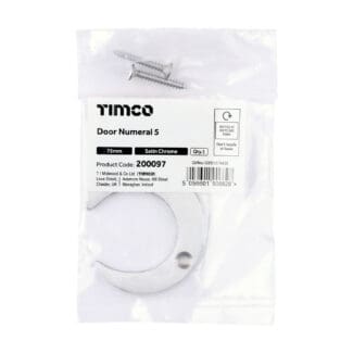 Timco Door Numeral 5 Satin Chrome  - 75mm