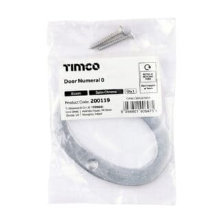 Timco Door Numeral 0 Satin Chrome  - 81mm