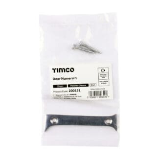 Timco Door Numeral 1 Polished Chrome  - 75mm
