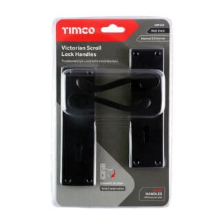 Timco Victorian Scroll Lock Handles Matt Black  - 152 x 42