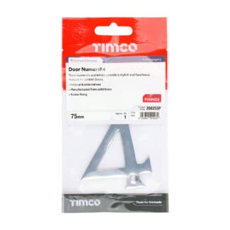 Timco Door Numeral 4 Polished Chrome  - 75mm