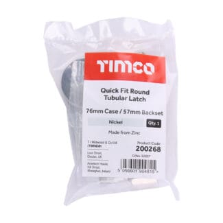 Timco Quick Fit Round Tubular Latch Nickel  - 76 case / 57 backse -