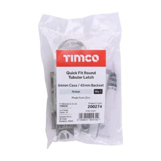 Timco Quick Fit Round Tubular Latch Nickel  - 64 case / 45 backse -