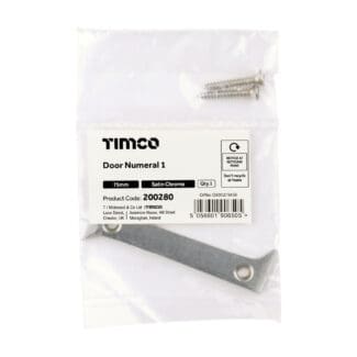 Timco Door Numeral 1 Satin Chrome  - 75mm