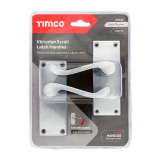 Timco Victorian Scroll Latch Handles Satin Chrome  - 114 x 42