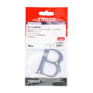 Timco Door Letter B Polished Chrome  - 64mm