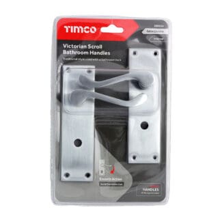 Timco Victorian Scroll Bathroom Handles Satin Chrome  - 152 x 42