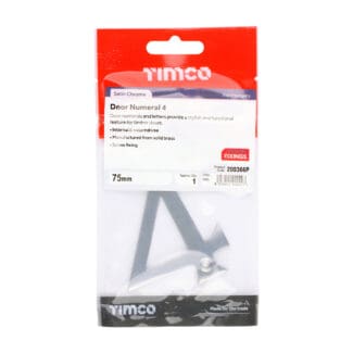 Timco Door Numeral 4 Satin Chrome  - 75mm
