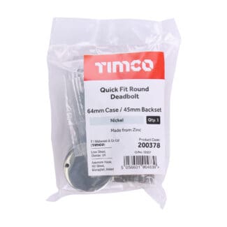 Timco Quick Fit Round Deadbolt Nickel  - 64 case / 45 backse -