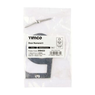 Timco Door Numeral 5 Polished Chrome  - 75mm