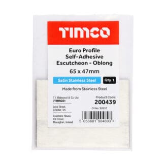 Timco Euro Profile Self-Adhesive Escutcheon Oblong Satin Stainless Steel  - 65 x 47