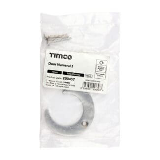 Timco Door Numeral 3 Satin Chrome  - 75mm
