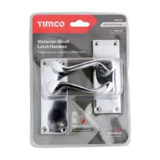Timco Victorian Scroll Latch Handles Polished Chrome  - 114 x 42