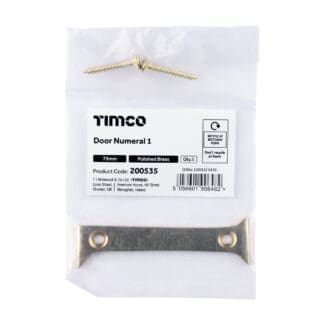 Timco Door Numeral 1 Polished Brass  - 75mm
