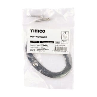 Timco Door Numeral 0 Polished Chrome  - 81mm