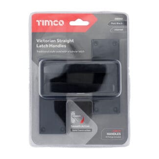Timco Victorian Straight Latch Handles Matt Black  - 114 x 42