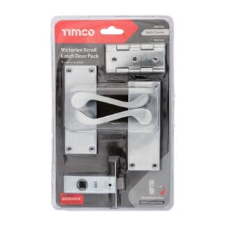 Timco Victorian Scroll Latch Door Pack Satin Chrome  - Mixed