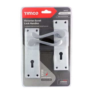 Timco Victorian Scroll Lock Handles Satin Chrome  - 152 x 42