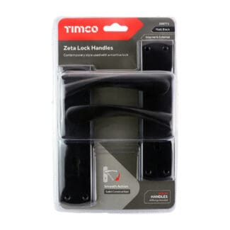 Timco Zeta Lock Handles Matt Black  - 175 x 45