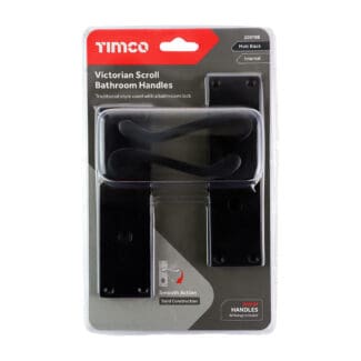 Timco Victorian Scroll Bathroom Handles Matt Black  - 152 x 42