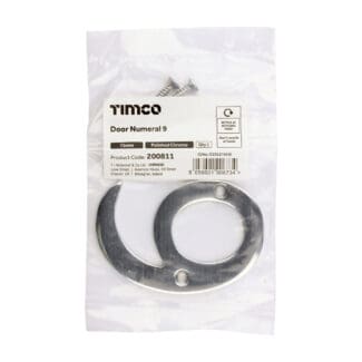 Timco Door Numeral 9 Polished Chrome  - 75mm