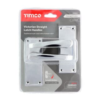 Timco Victorian Straight Latch Handles Polished Chrome  - 114 x 42