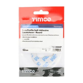 Timco Euro Profile Self-Adhesive Escutcheon Round Satin Stainless Steel  - 52mm