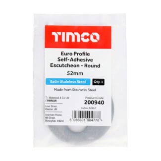 Timco Euro Profile Self-Adhesive Escutcheon Round Satin Stainless Steel  - 52mm