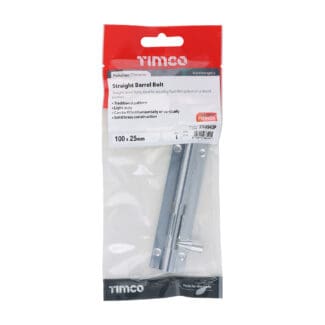 Timco Straight Barrel Bolt Polished Chrome  - 100 x 25mm
