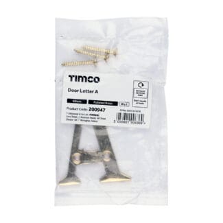 Timco Door Letter A Polished Brass  - 60mm
