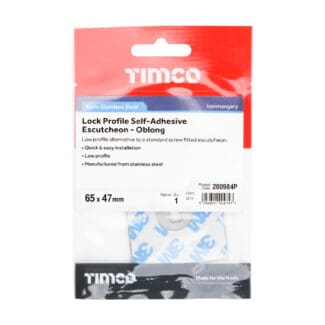 Timco Lock Profile Self-Adhesive Escutcheon Oblong Satin Stainless Steel  - 65 x 47