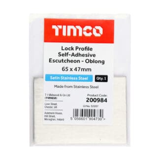 Timco Lock Profile Self-Adhesive Escutcheon Oblong Satin Stainless Steel  - 65 x 47
