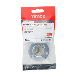 Timco Locking End Sockets For Round Tube Polished Chrome  - 25mm