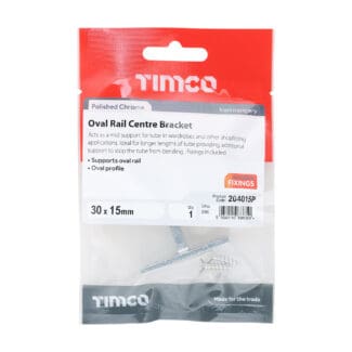 Timco Centre Bracket For Oval Tube Polished Chrome  - 30 x 15