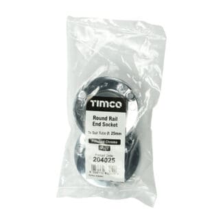 TIMCO End Socket For Round Tube Polished Chrome - 25mm