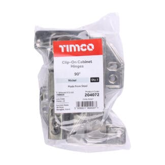 Timco Clip-On Cabinet Hinges Nickel  - 90 Degree