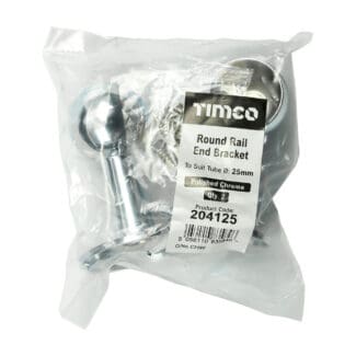 TIMCO End Bracket For Round Tube Polished Chrome - 25mm